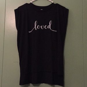 Bella LOVED black capped sleeve t-shirt, size Med